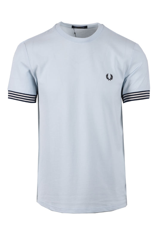 FRED PERRY STRIPED CUFF T-SHIRT LIGHT ICE