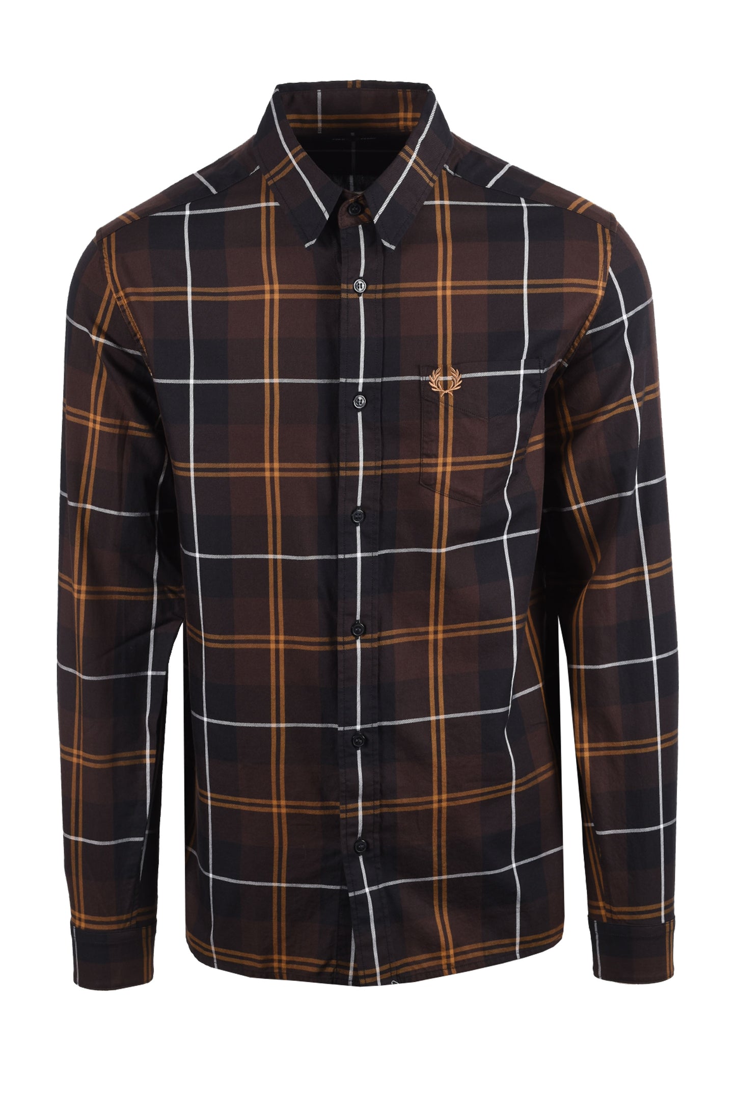 FRED PERRY TWILL TARTAN SHIRT RICH BROWN Fred Perry Michael Stewart Menswear  Shirts
