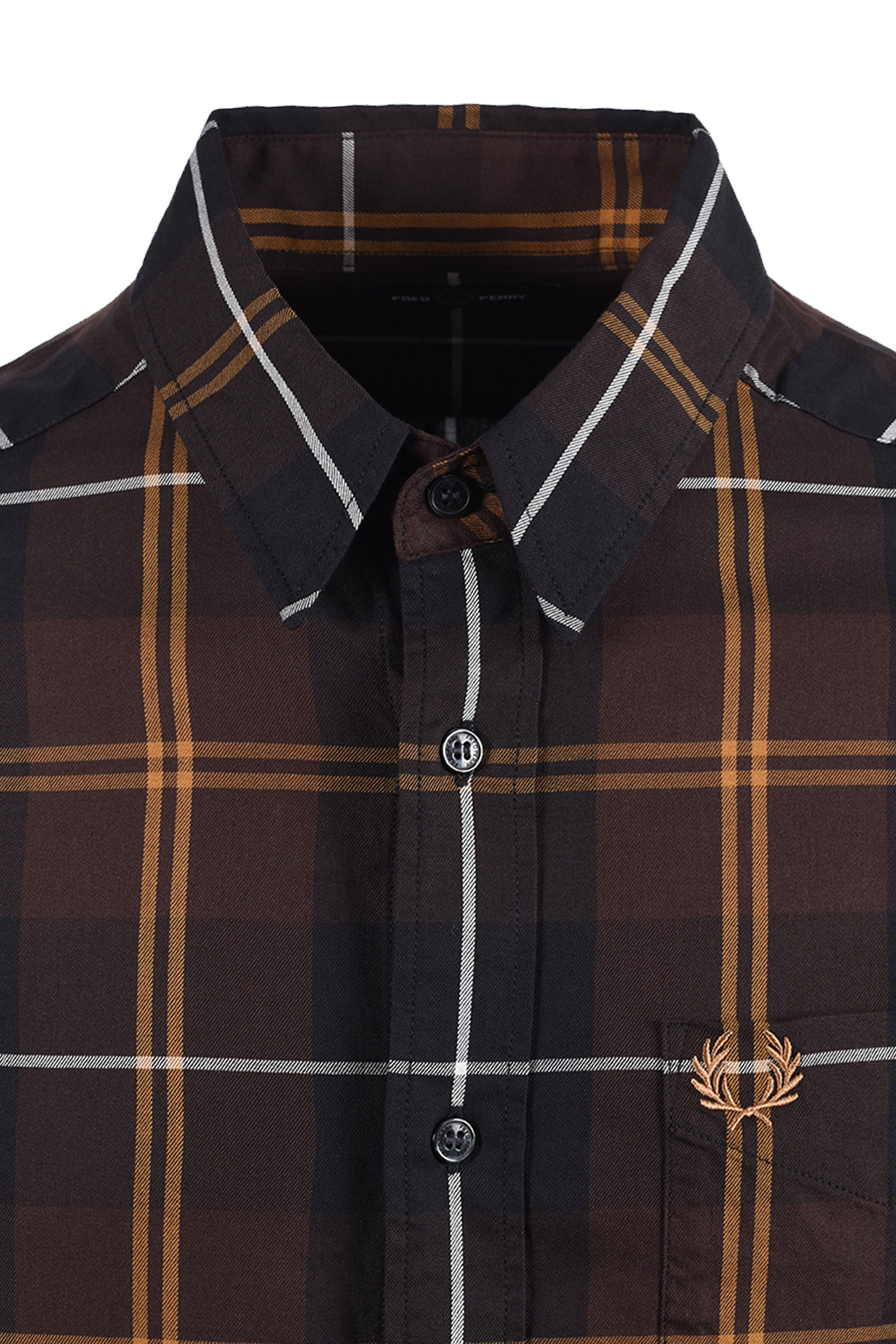 FRED PERRY TWILL TARTAN SHIRT RICH BROWN Fred Perry Michael Stewart Menswear  Shirts