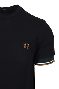 FRED PERRY TWIN TIPPED CUFF T-SHIRT BLACK Fred Perry
