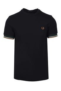FRED PERRY TWIN TIPPED CUFF T-SHIRT BLACK Fred Perry