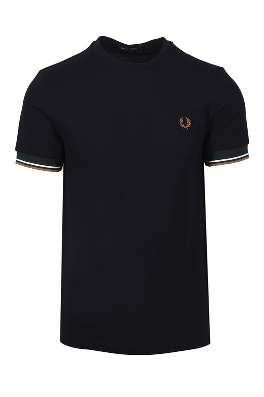 FRED PERRY TWIN TIPPED CUFF T-SHIRT BLACK