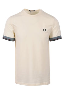 FRED PERRY TWIN TIPPED CUFF T-SHIRT ECRU Fred Perry