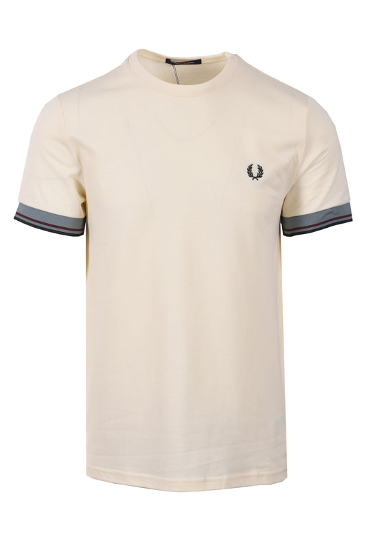 FRED PERRY TWIN TIPPED CUFF T-SHIRT ECRU