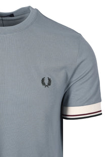 FRED PERRY TWIN TIPPED CUFFED T-SHIRT STOCKPORT BLUE Fred Perry