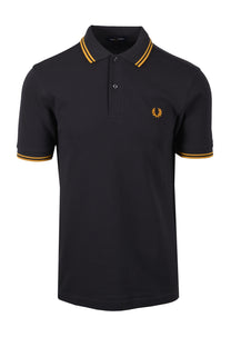 FRED PERRY TWIN TIPPED POLO ANCHOR GREY/GOLD Fred Perry Michael Stewart Menswear  Polo Shirts