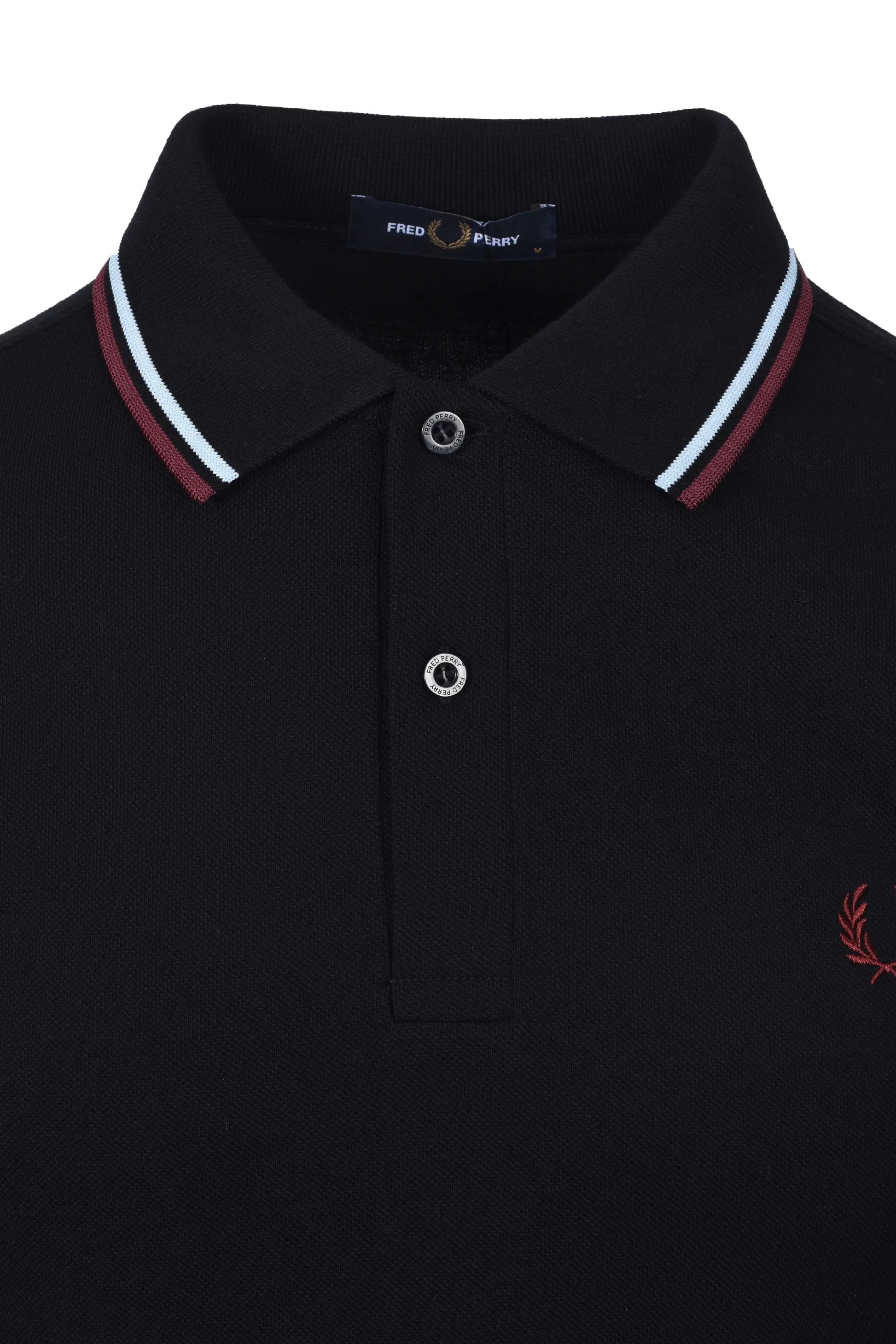 FRED PERRY TWIN TIPPED POLO BLACK/BABY BLUE/OXBLOOD Fred Perry