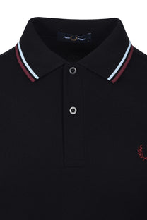 FRED PERRY TWIN TIPPED POLO BLACK/BABY BLUE/OXBLOOD Fred Perry