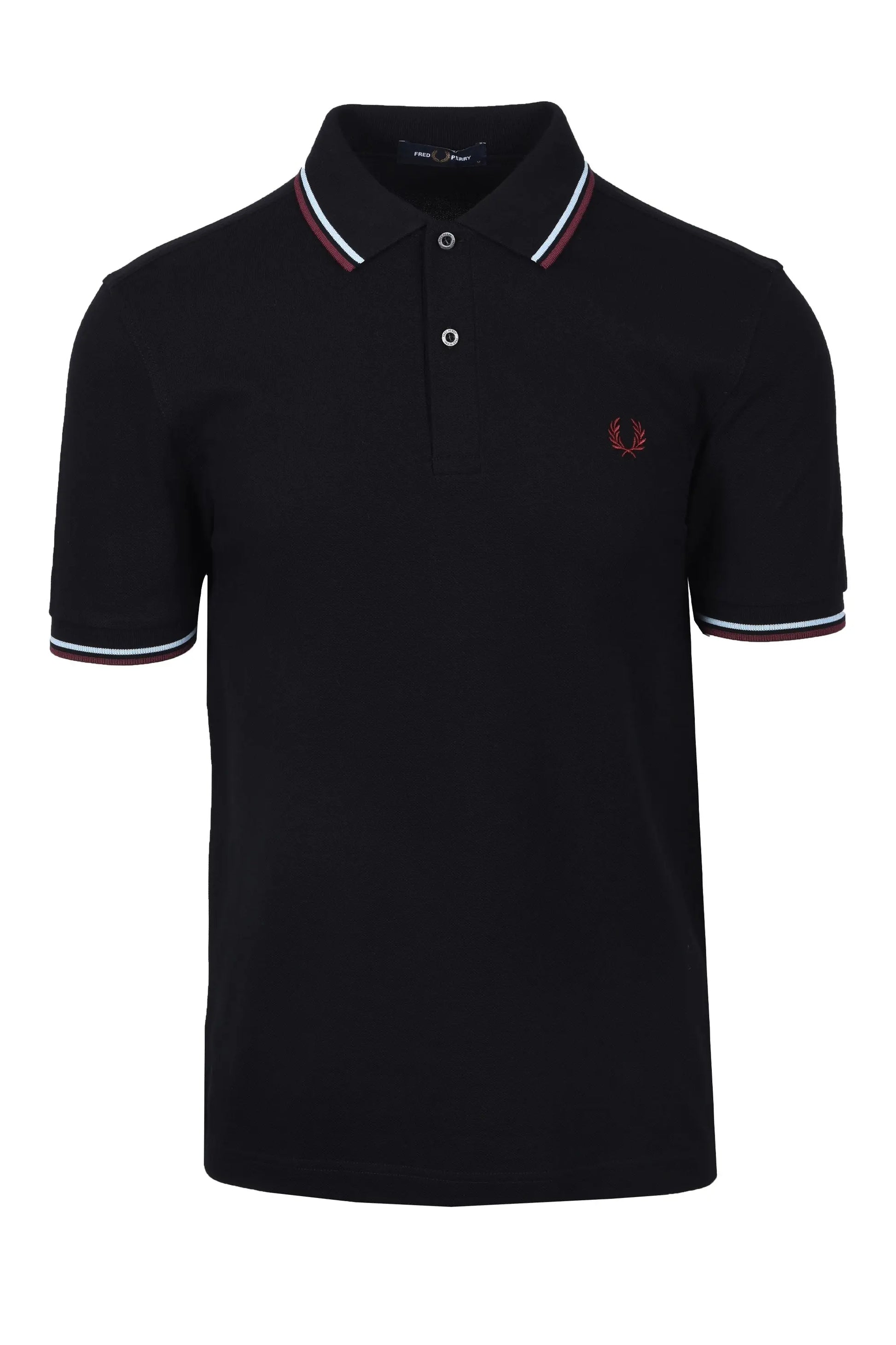 FRED PERRY TWIN TIPPED POLO BLACK/BABY BLUE/OXBLOOD Fred Perry