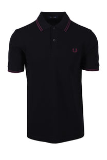 FRED PERRY TWIN TIPPED POLO BLACK/PLUM Fred Perry Michael Stewart Menswear  Polo Shirts