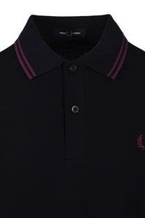 FRED PERRY TWIN TIPPED POLO BLACK/PLUM Fred Perry Michael Stewart Menswear  Polo Shirts