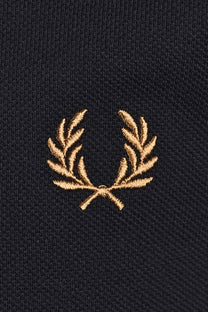FRED PERRY TWIN TIPPED POLO BLK/SNOWWHT/BRNZ