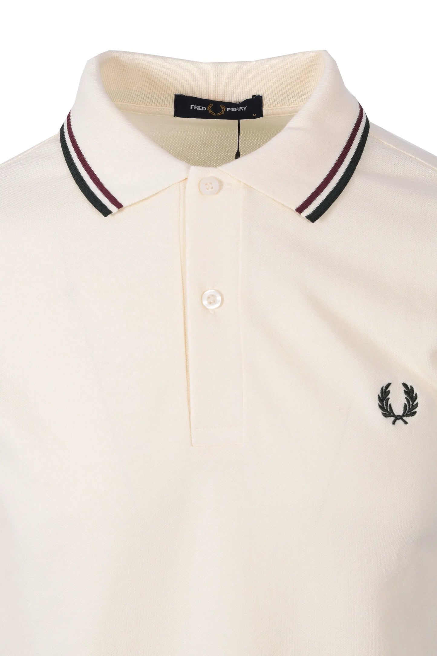 FRED PERRY TWIN TIPPED POLO ECRU/OXBLOOD/GRASSROOTS Fred Perry