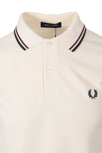 FRED PERRY TWIN TIPPED POLO ECRU/OXBLOOD/GRASSROOTS Fred Perry