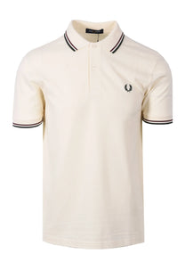 FRED PERRY TWIN TIPPED POLO ECRU/OXBLOOD/GRASSROOTS Fred Perry