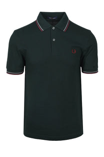 FRED PERRY TWIN TIPPED POLO GRASSROOT/STOCKPORT BLUE/OXBLOOD Fred Perry