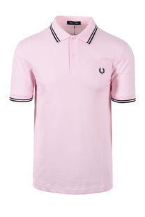 FRED PERRY TWIN TIPPED POLO ICED PINK/NAVY Fred Perry Michael Stewart Menswear  Polo Shirts