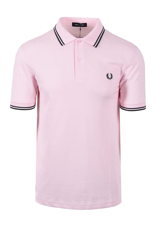 FRED PERRY TWIN TIPPED POLO ICED PINK/NAVY Fred Perry Michael Stewart Menswear  Polo Shirts