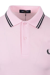 FRED PERRY TWIN TIPPED POLO ICED PINK/NAVY Fred Perry Michael Stewart Menswear  Polo Shirts