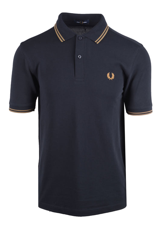 FRED PERRY TWIN TIPPED POLO NAVY/BRONZE