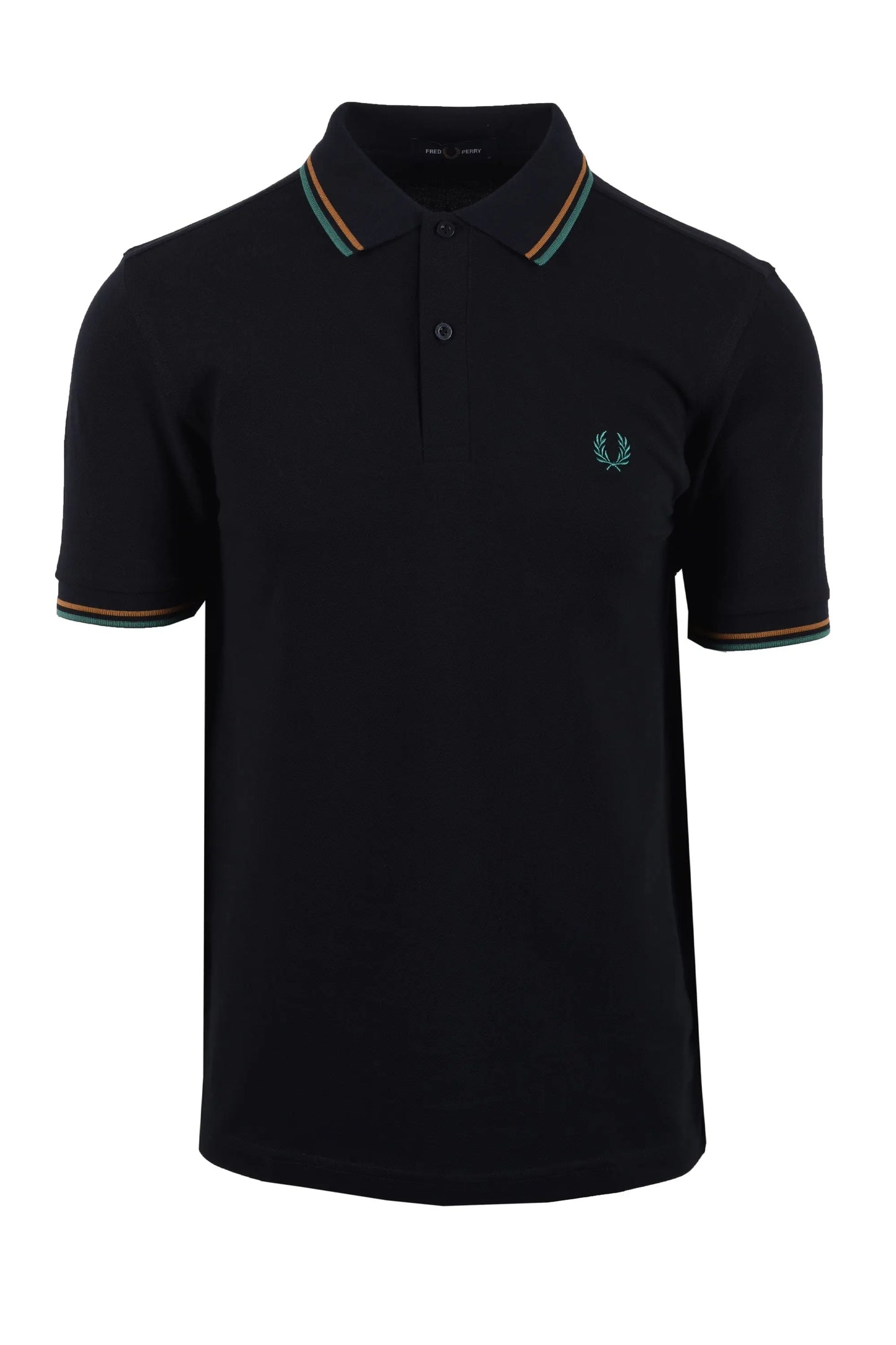 navy fred perry polo shirt with brand logo on a white background