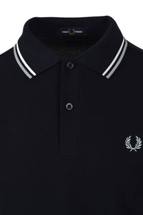 FRED PERRY TWIN TIPPED POLO NAVY/ECRU/SILVER BLUE Fred Perry Michael Stewart Menswear  Polo Shirts