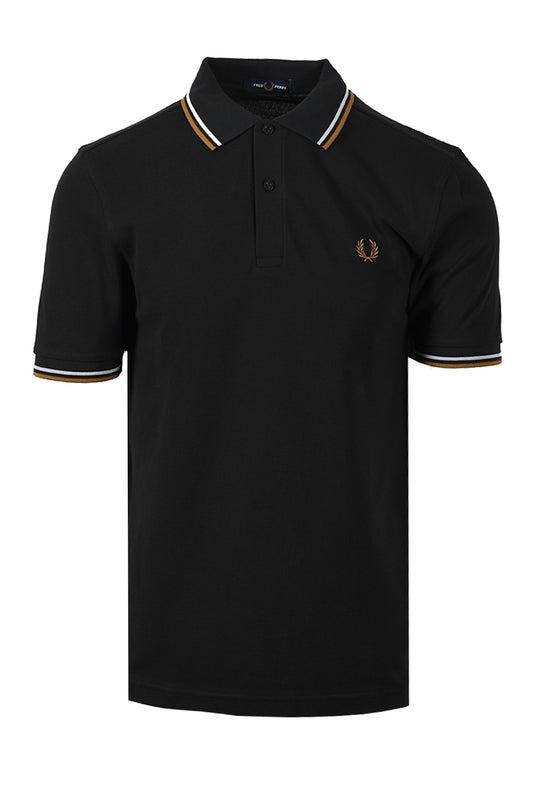FRED PERRY TWIN TIPPED POLO NIGHT GREEN/ DUSKY BLUE/ DARK Fred Perry Michael Stewart Menswear  Polo Shirts