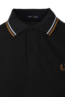 FRED PERRY TWIN TIPPED POLO NIGHT GREEN/ DUSKY BLUE/ DARK Fred Perry Michael Stewart Menswear  Polo Shirts