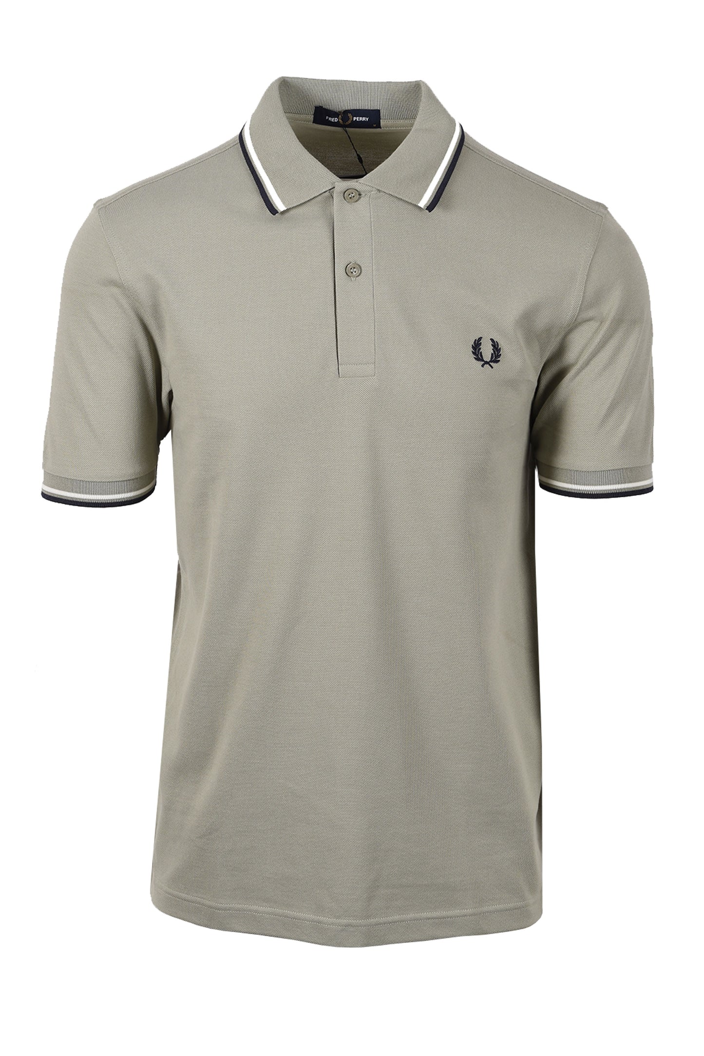 FRED PERRY TWIN TIPPED POLO SEAGRASS/ ECRU/ DARK AIRFORCE Fred Perry Michael Stewart Menswear  Polo Shirts