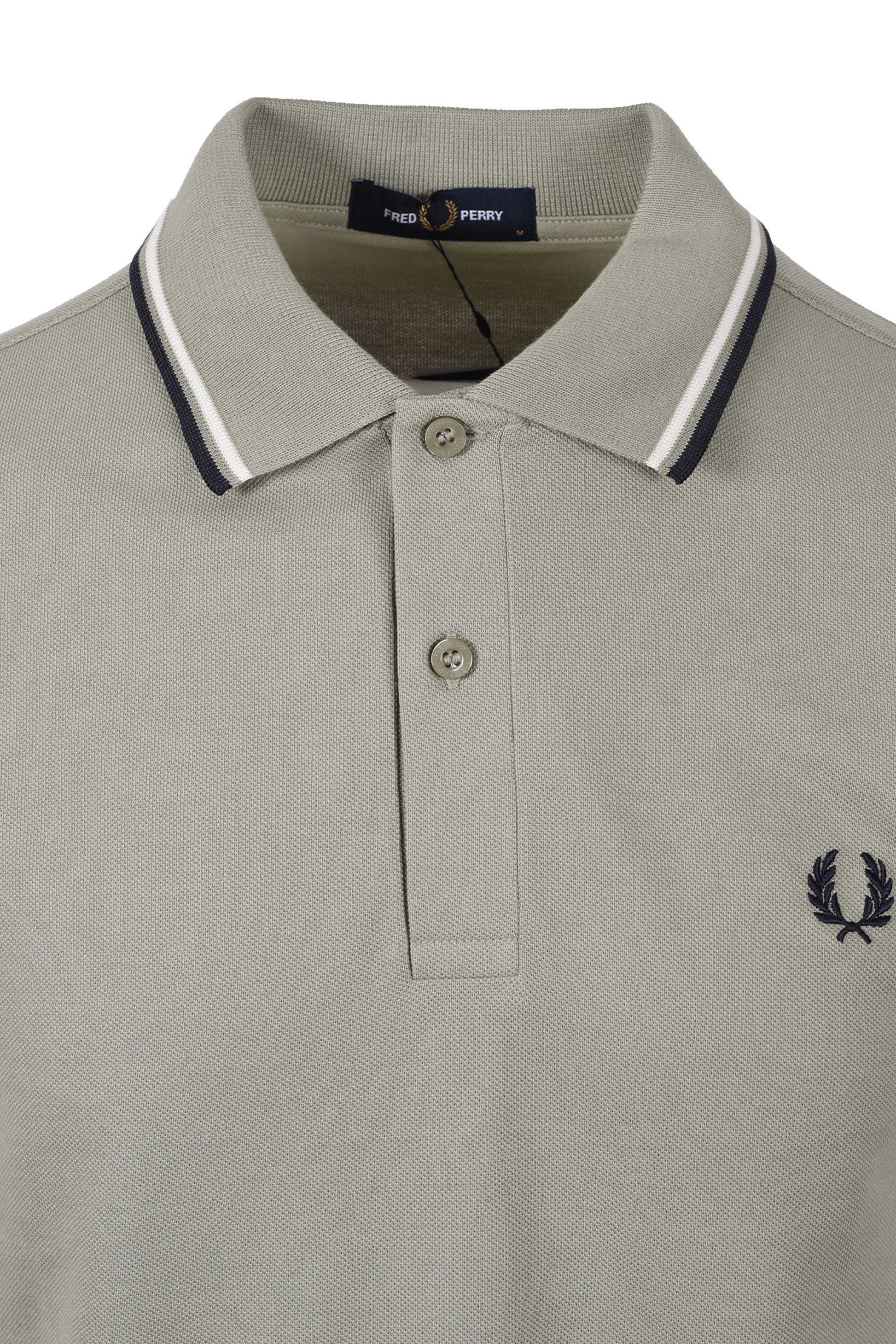FRED PERRY TWIN TIPPED POLO SEAGRASS/ ECRU/ DARK AIRFORCE Fred Perry Michael Stewart Menswear  Polo Shirts