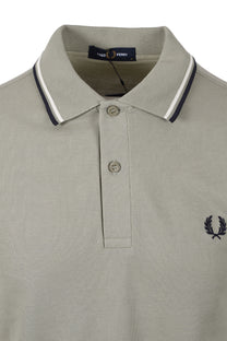 FRED PERRY TWIN TIPPED POLO SEAGRASS/ ECRU/ DARK AIRFORCE Fred Perry Michael Stewart Menswear  Polo Shirts