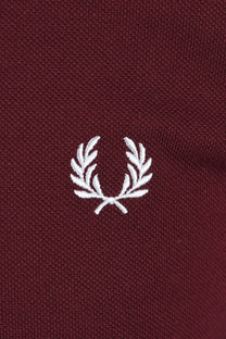 FRED PERRY TWIN TIPPED POLO SHIRT OXBLOOD/ICED PINK/DUSKY BLUE Fred Perry Michael Stewart Menswear  Polo Shirts