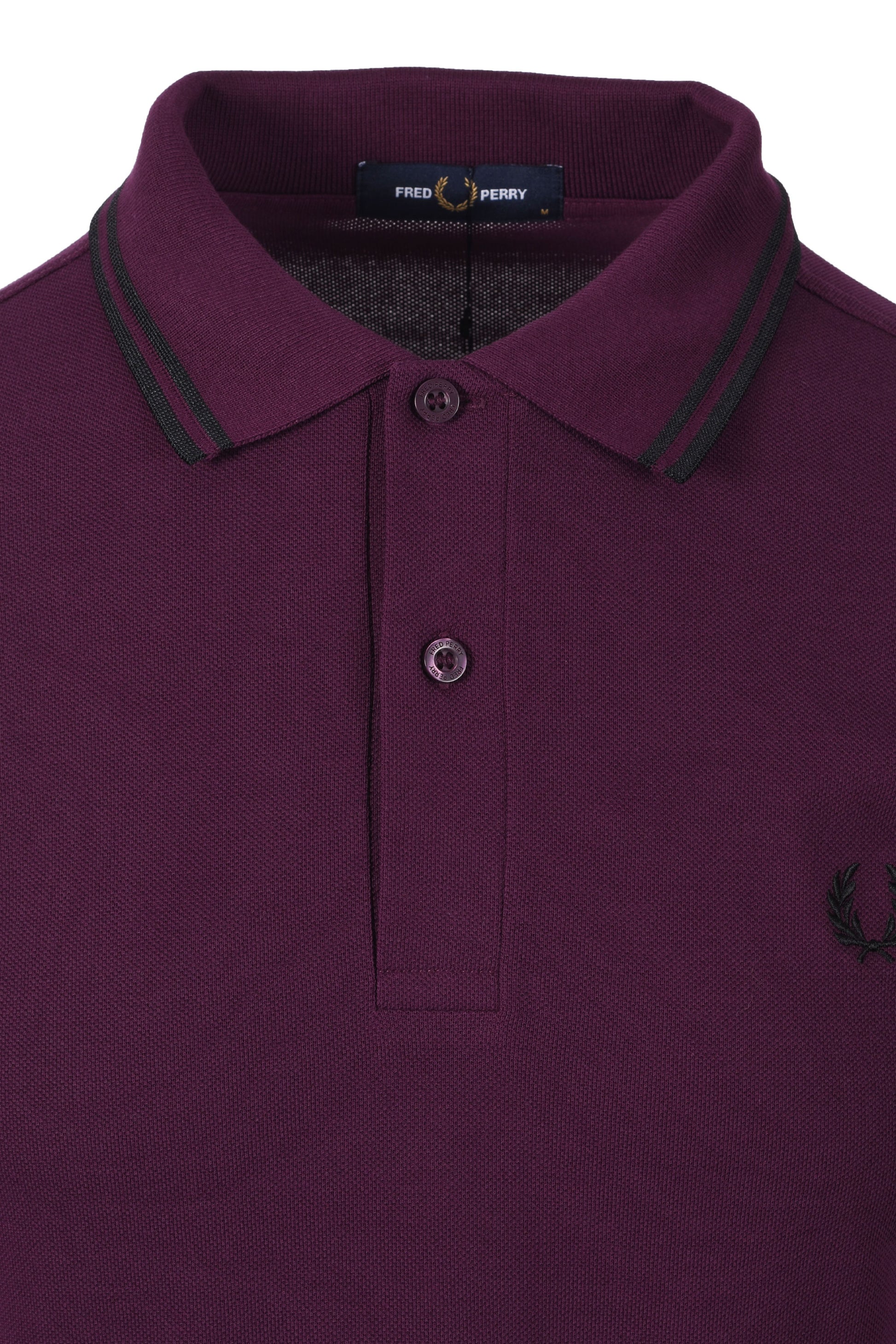 FRED PERRY TWIN TIPPED POLO SHIRT PLUM/BLACK Fred Perry Michael Stewart Menswear  Polo Shirts