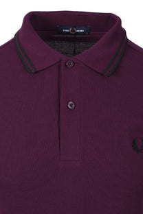 FRED PERRY TWIN TIPPED POLO SHIRT PLUM/BLACK Fred Perry Michael Stewart Menswear  Polo Shirts