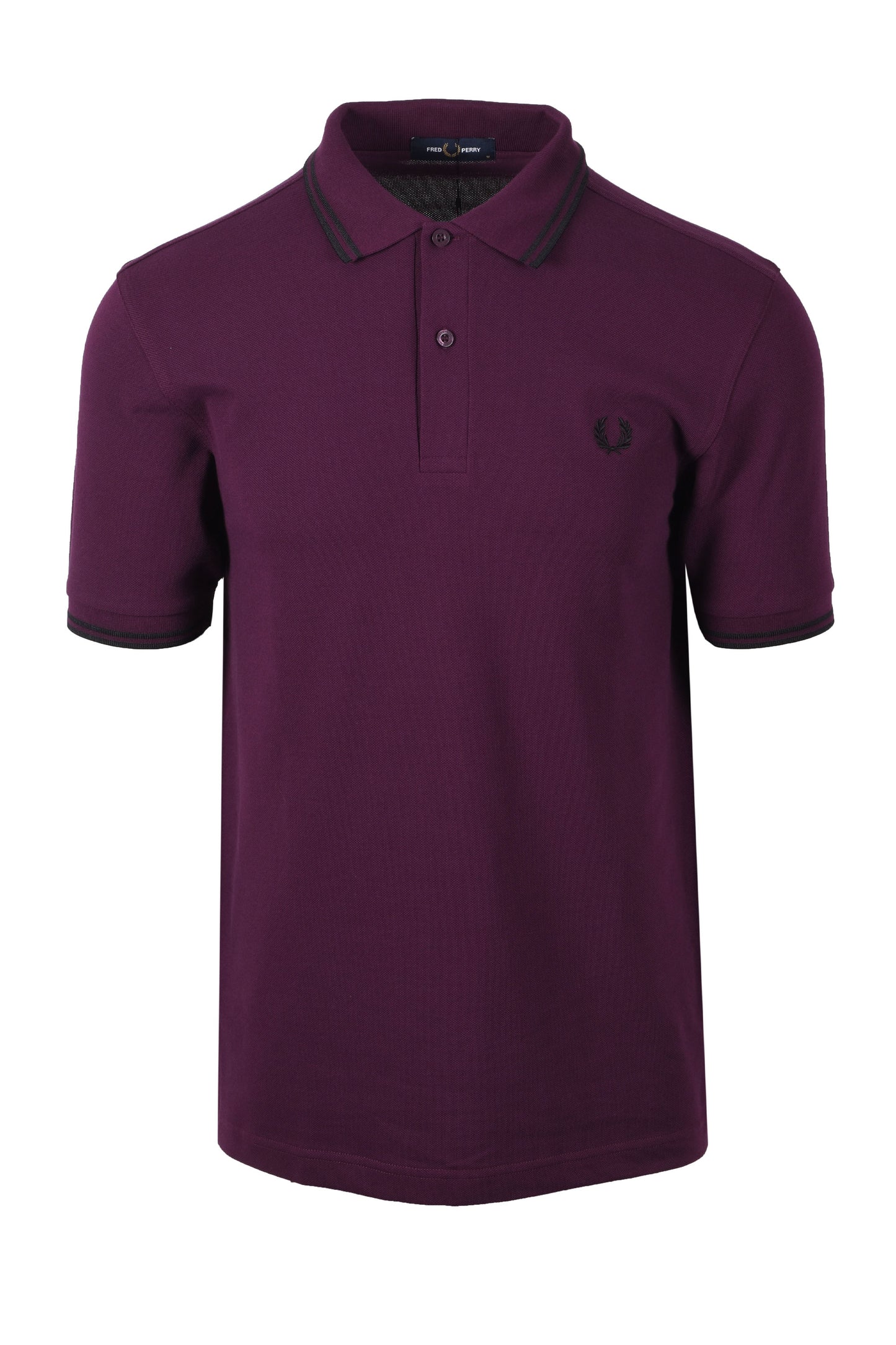 FRED PERRY TWIN TIPPED POLO SHIRT PLUM/BLACK Fred Perry Michael Stewart Menswear  Polo Shirts