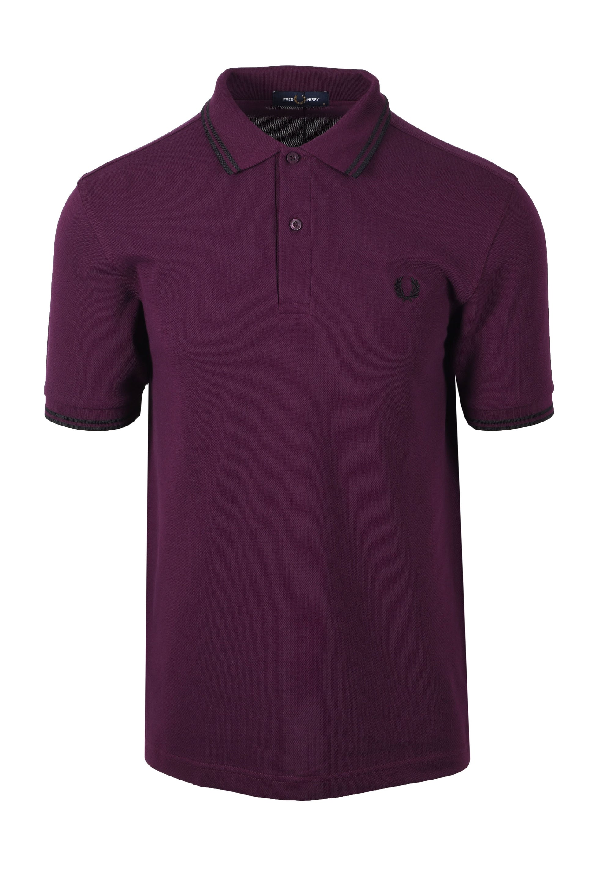 FRED PERRY TWIN TIPPED POLO SHIRT PLUM/BLACK Fred Perry Michael Stewart Menswear  Polo Shirts