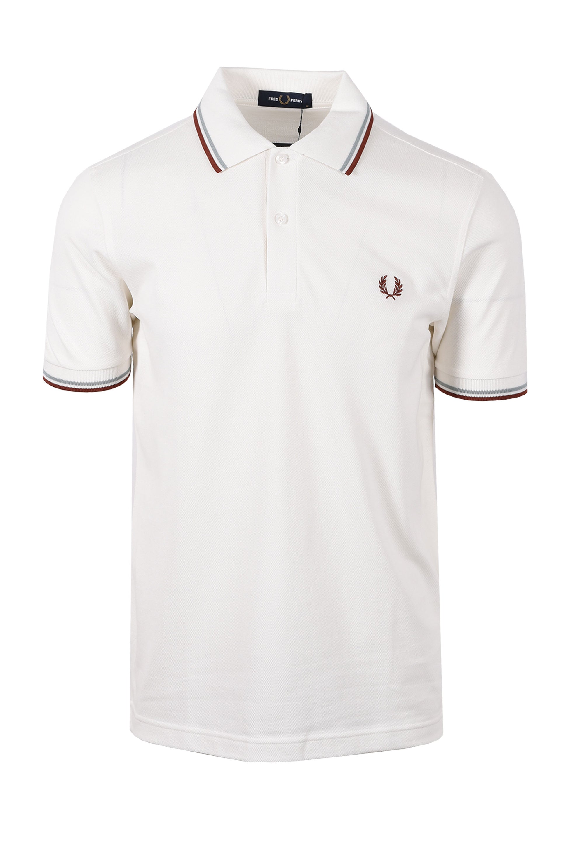 FRED PERRY TWIN TIPPED POLO SNOW WHITE/ SILVER BLUE/ BRAND Fred Perry Michael Stewart Menswear  Polo Shirts