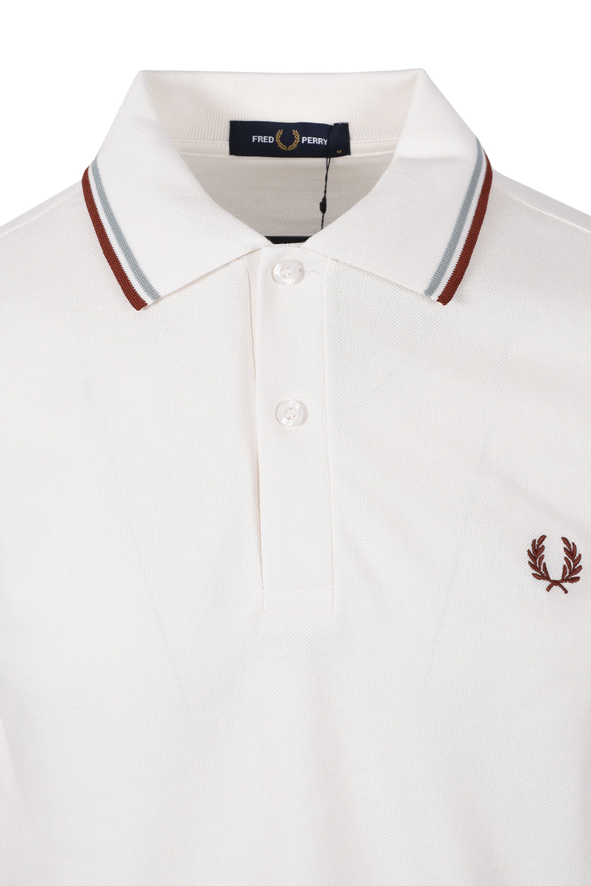 FRED PERRY TWIN TIPPED POLO SNOW WHITE/ SILVER BLUE/ BRAND Fred Perry Michael Stewart Menswear  Polo Shirts