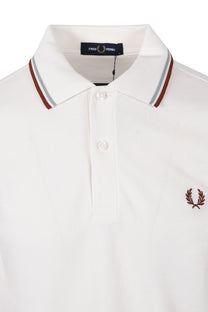 FRED PERRY TWIN TIPPED POLO SNOW WHITE/ SILVER BLUE/ BRAND Fred Perry Michael Stewart Menswear  Polo Shirts