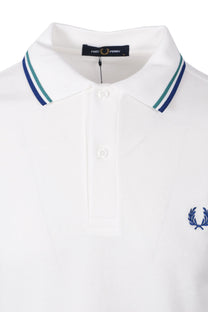 FRED PERRY TWIN TIPPED POLO SNOW WHITE/DEEP MINT/SOHO ECLIPSE Fred Perry