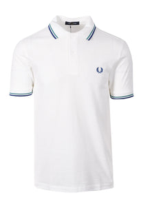 FRED PERRY TWIN TIPPED POLO SNOW WHITE/DEEP MINT/SOHO ECLIPSE Fred Perry