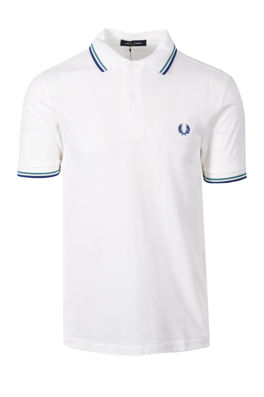 FRED PERRY TWIN TIPPED POLO SNOW WHITE/DEEP MINT/SOHO ECLIPSE