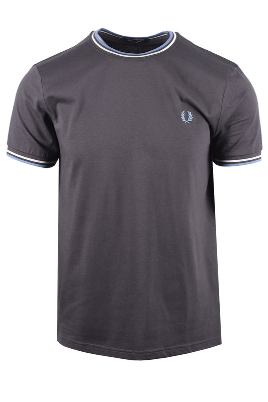 FRED PERRY TWIN TIPPED T-SHIRT ANCHOR GREY/ACE BLUE/SLATE