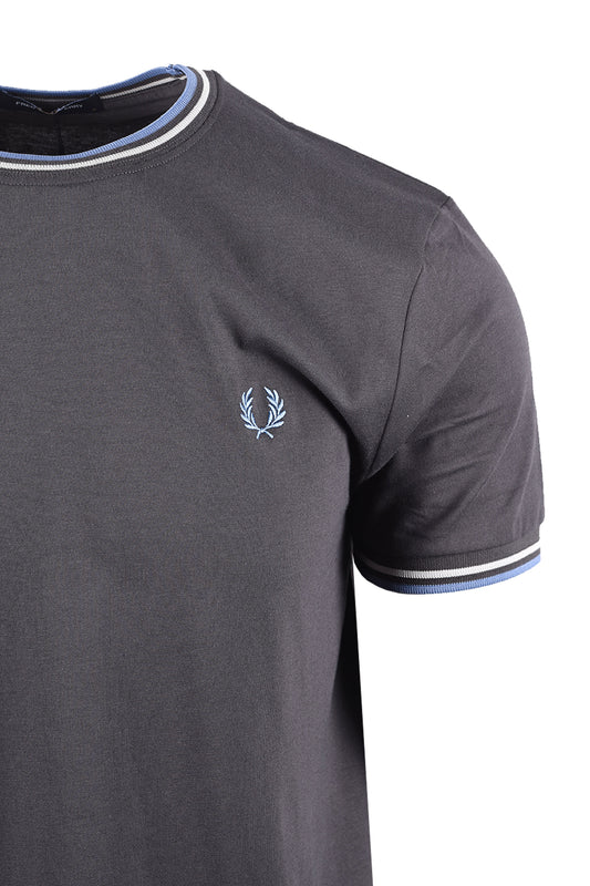 FRED PERRY TWIN TIPPED T-SHIRT ANCHOR GREY/ACE BLUE/SLATE