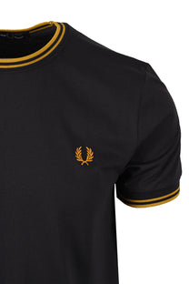 FRED PERRY TWIN TIPPED T-SHIRT ANCHOR GREY/GOLD Fred Perry Michael Stewart Menswear  T-Shirts