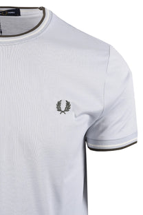 light blue fred perry t-shirt with a brand logo on a white background