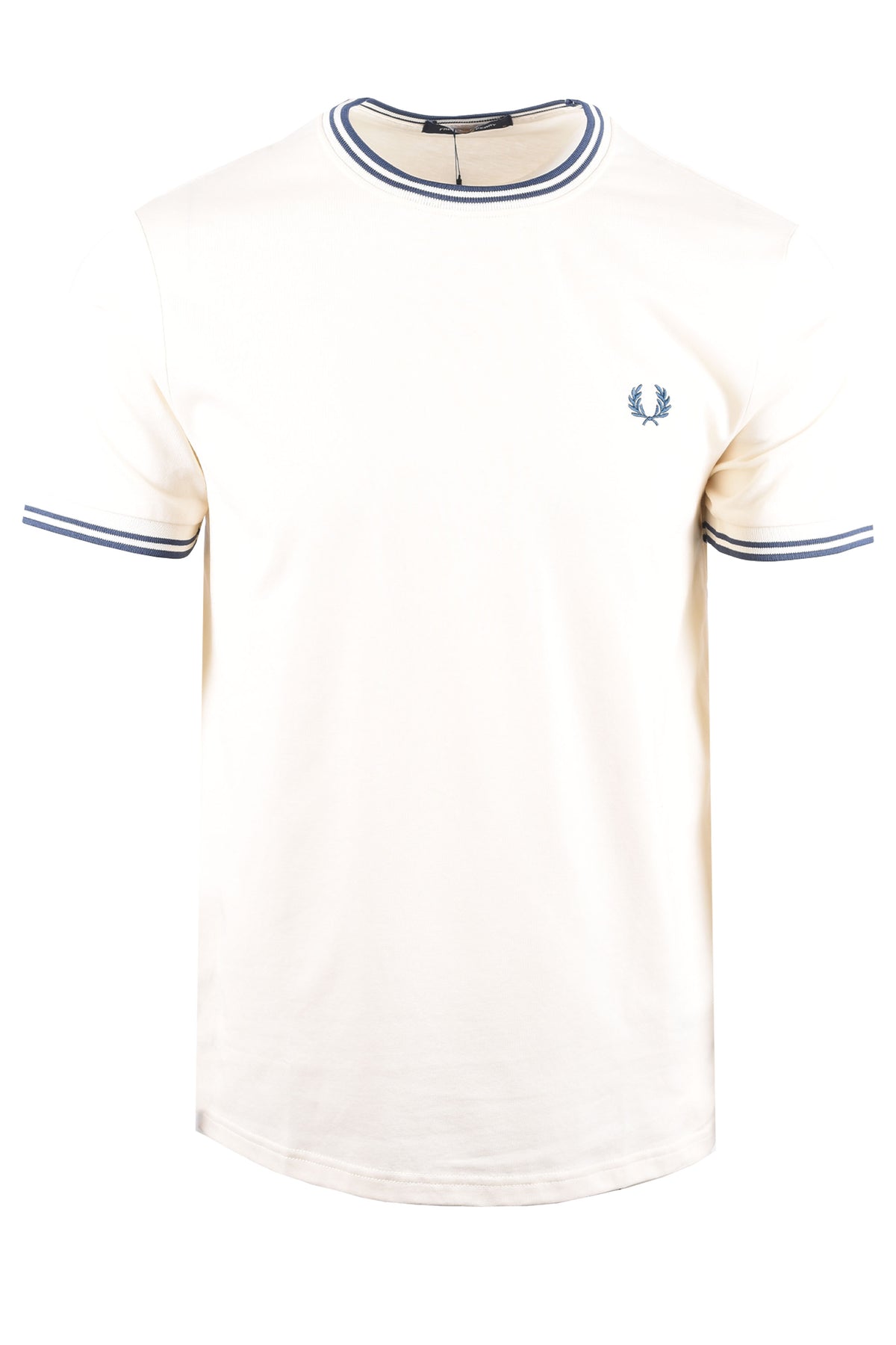 FRED PERRY TWIN TIPPED T-SHIRT ECRU/MOD BLUE
