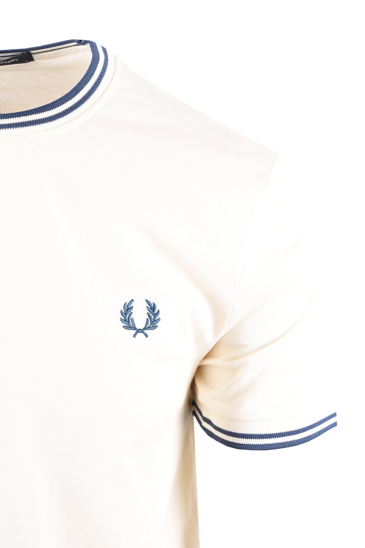 FRED PERRY TWIN TIPPED T-SHIRT ECRU/MOD BLUE