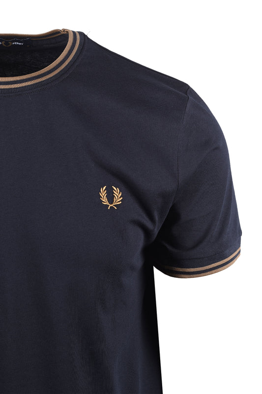 FRED PERRY TWIN TIPPED T-SHIRT NAVY/BRONZE