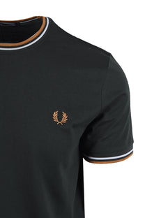 FRED PERRY TWIN TIPPED T-SHIRT NIGHT GREEN/ DUSKY BLUE/ DARK